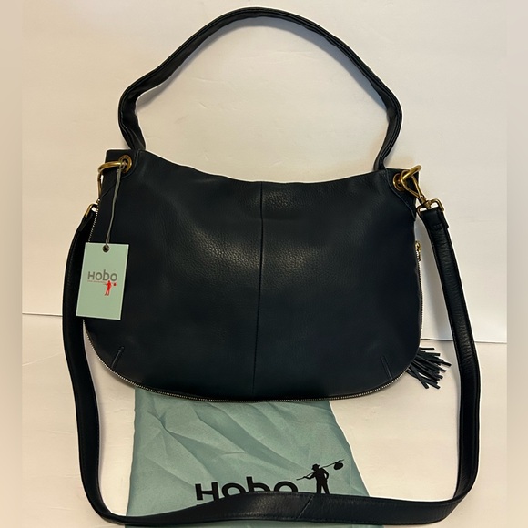 HOBO Navy pebble leather hobo shoulder bag crossbodyNWT - Picture 2 of 12